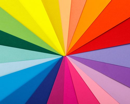 Rainbow color palette. Sheets of different colored paper