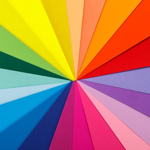 Rainbow color palette. Sheets of different colored paper